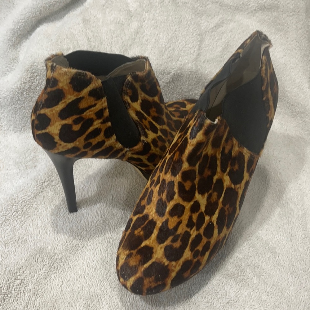 INC leopard ankle boots